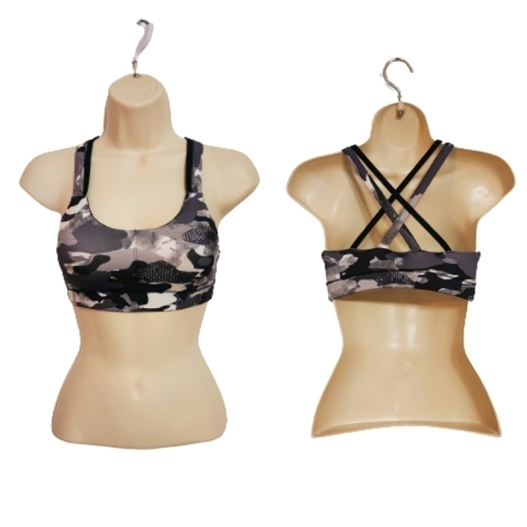 Champion C9 Camo Fitted Double Strap Sports Bra Black Grey X-Small - Picture 1 of 10